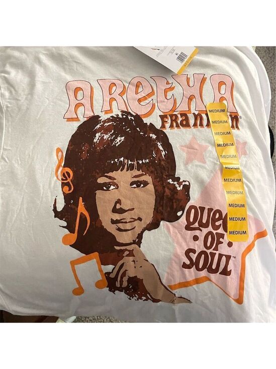 Aretha Franklin Tops - Aretha Franklin "Queen of Soul" Graphic Tee Unisex M White Casual Shirt